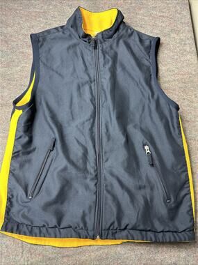 Vintage 90s GAP Mens Fleece Lined Reversible Vest Size M Blue Full Zip Y2K